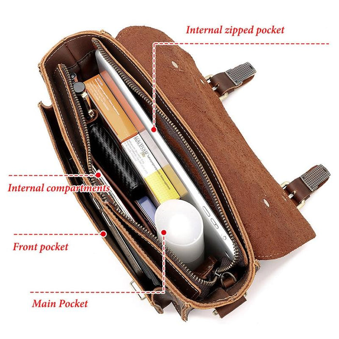 Retro Leather Men Crossbody Bag Small Square