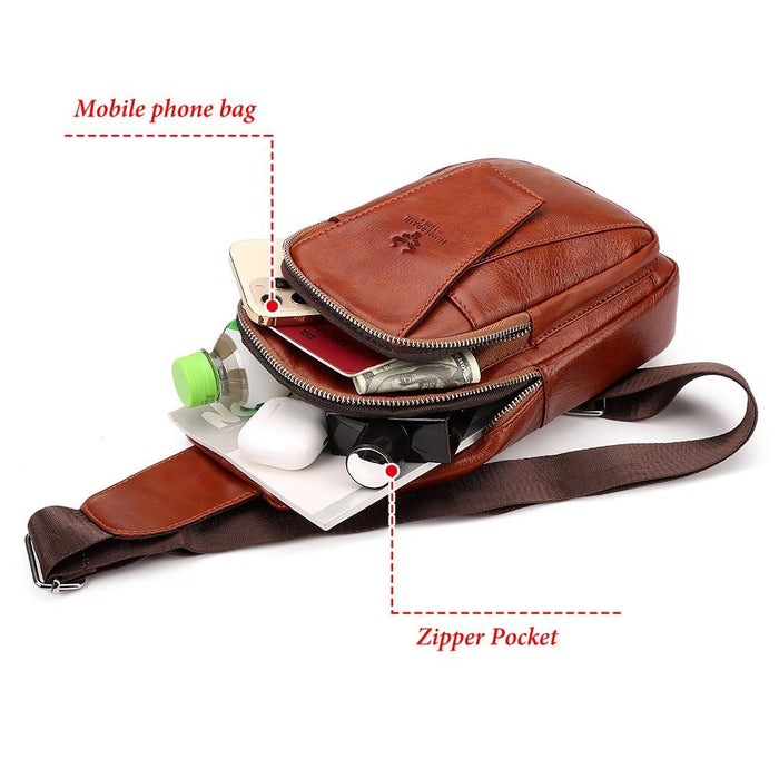 Leather Men Shoulder Bag Compact & Stylish