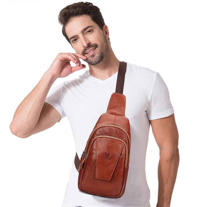 Leather Men Shoulder Bag Compact & Stylish
