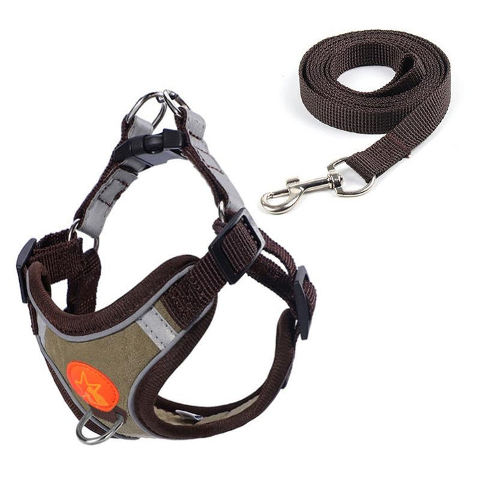 Reflective Dog Harness With Anti Break Leash Black Mesh