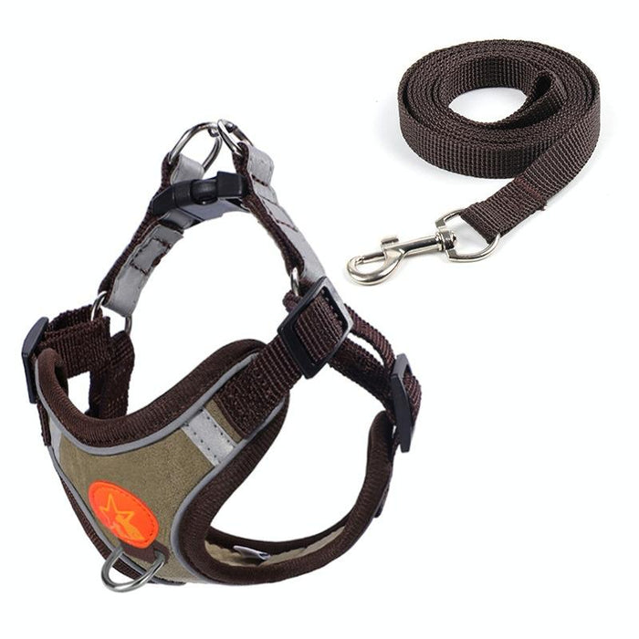 Reflective Dog Harness With Anti Break Leash Black Mesh