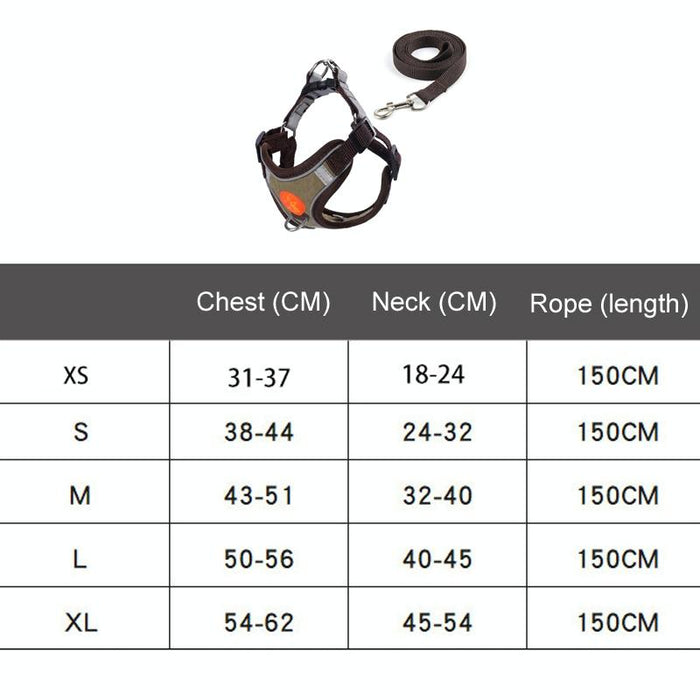 Reflective Dog Harness With Anti Break Leash Black Mesh