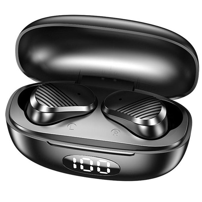 Digital Display Earphones In-Ear High Power Gaming Wireless Sports Tws Earphones Black
