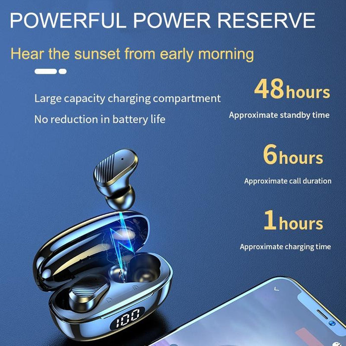 Digital Display Earphones In-Ear High Power Gaming Wireless Sports Tws Earphones Black