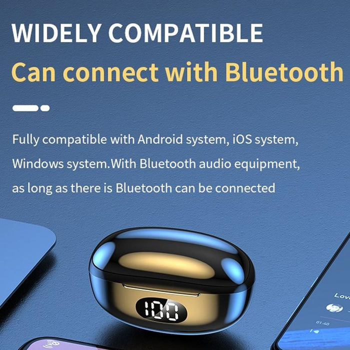 Digital Display Earphones In-Ear High Power Gaming Wireless Sports Tws Earphones Black