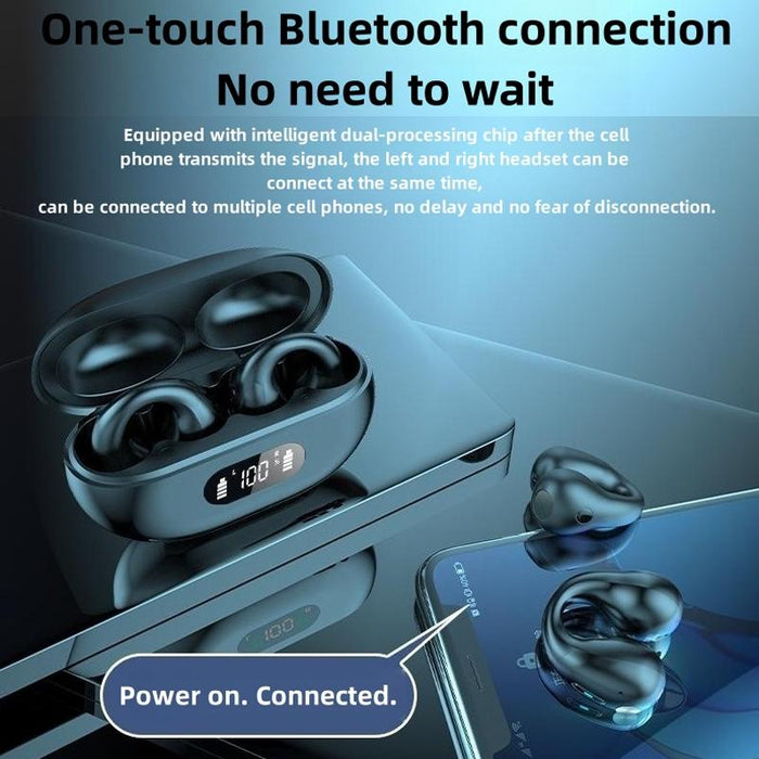 R15 Led Digital Display Ear Clip Wireless Noise Reduction Bluetooth Headphone