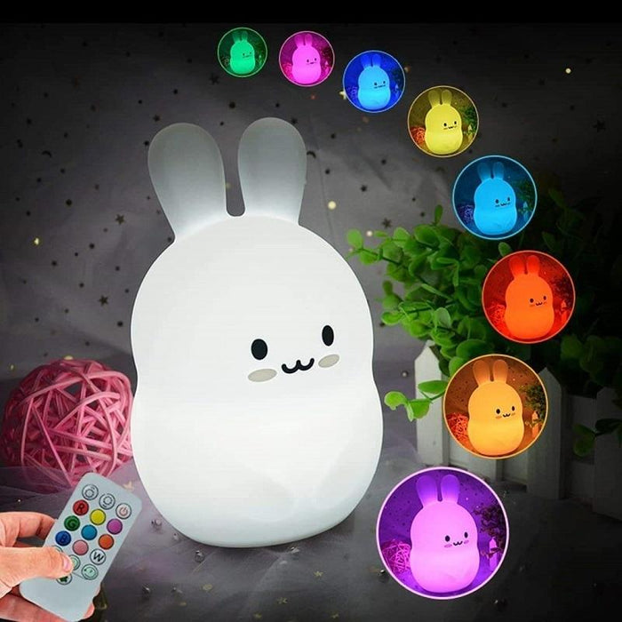 Rabbit Silicone Pat Night Light Colour Changing Children Gift Compatible With Most Devices