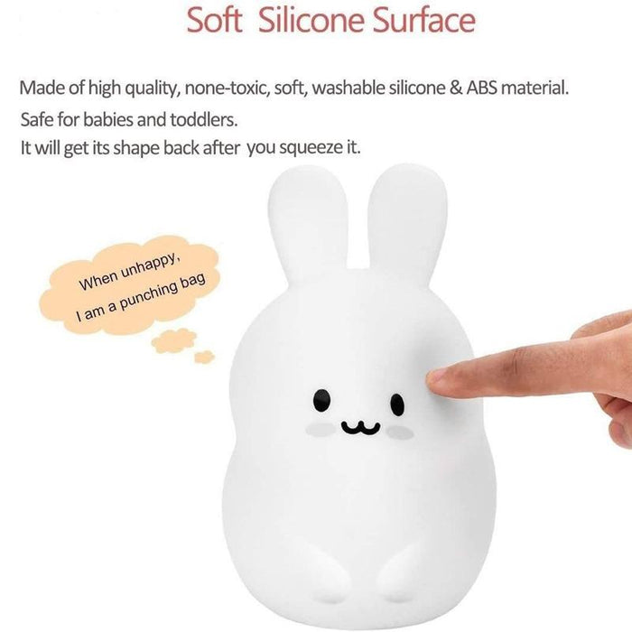 Rabbit Silicone Pat Night Light Colour Changing Children Gift Compatible With Most Devices
