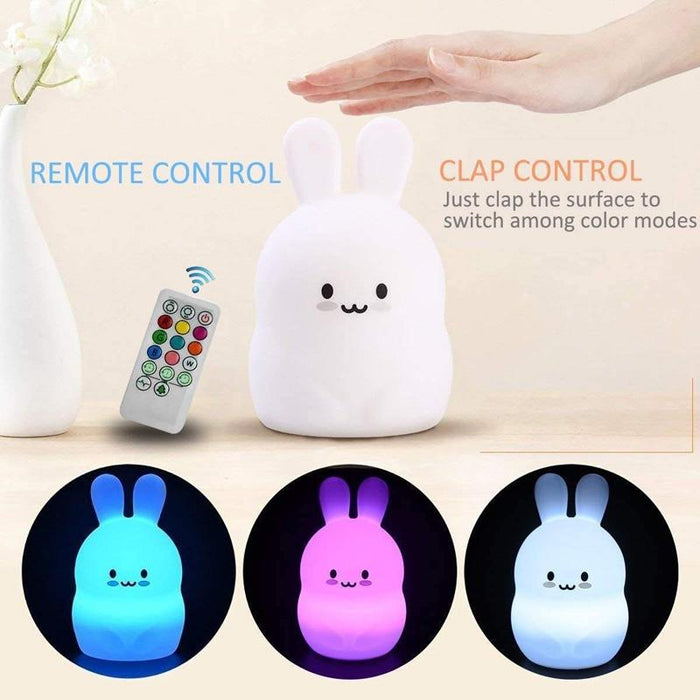 Rabbit Silicone Pat Night Light Colour Changing Children Gift Compatible With Most Devices