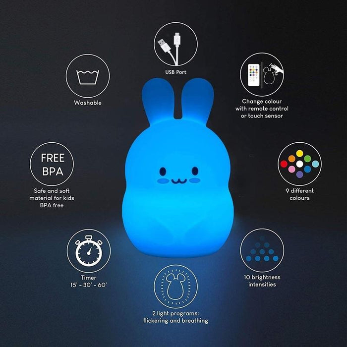 Rabbit Silicone Pat Night Light Colour Changing Children Gift Compatible With Most Devices