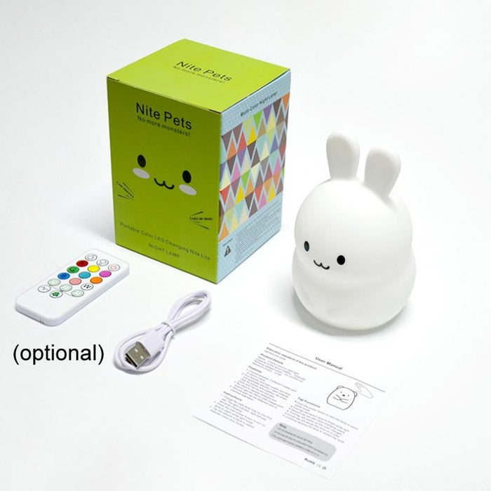 Rabbit Silicone Pat Night Light Colour Changing Children Gift Compatible With Most Devices