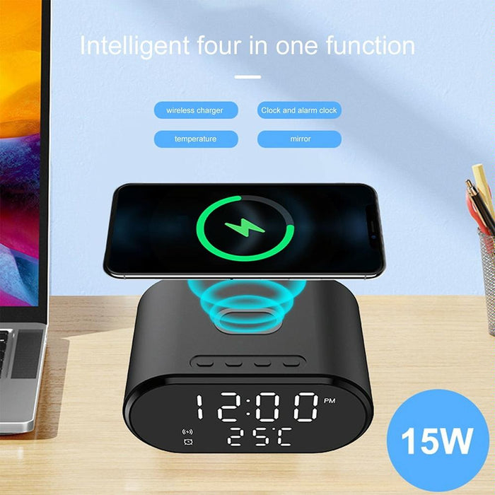 15W Wireless Charger With Mirror & Clock