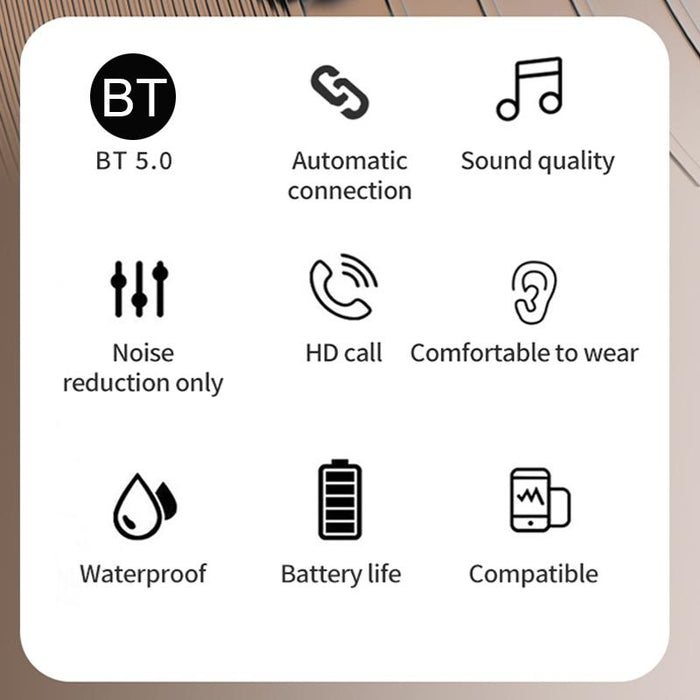 Tws Ear-Mounted Led Digital Display Noise Reduction Bluetooth Earphones With Power Bank Function