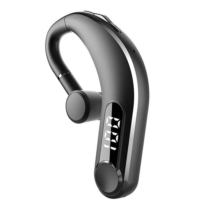 Ear-Mounted Waterproof Sports Smart Noise Reduction Bluetooth Earphones With Led Battery Display Black
