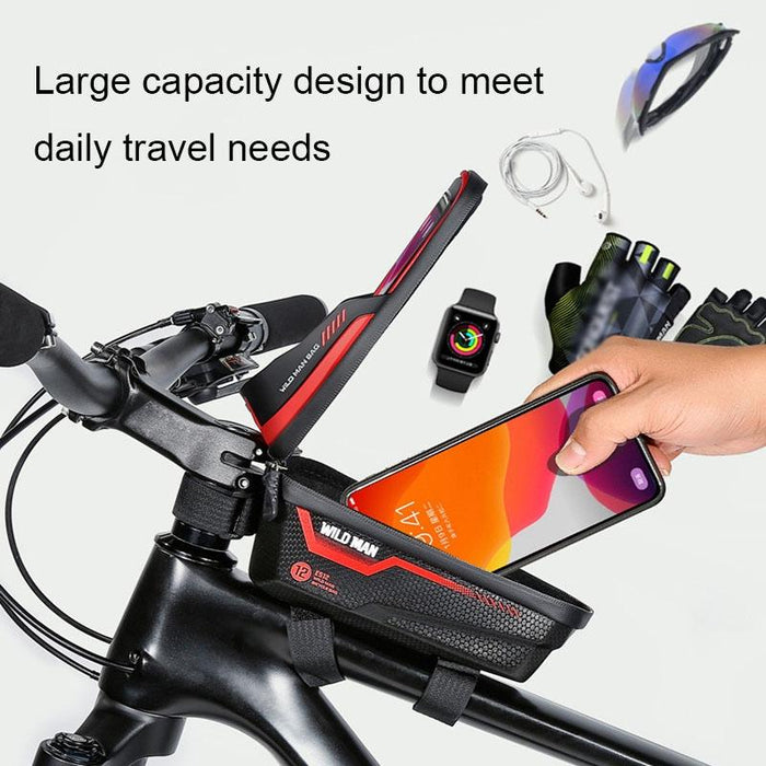 1L Waterproof Bike Front Beam Bag For Mountain Bikes Black