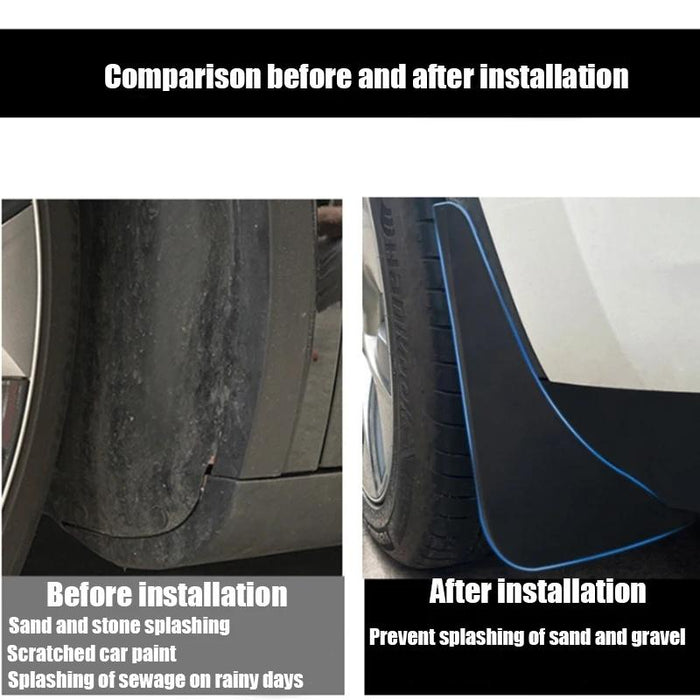 For Tesla Model Y Car Punch-Free Front And Rear Wheel Soft Rubber Fender Guard - Carbon Fiber