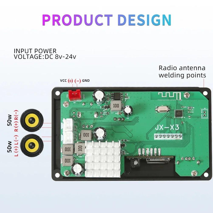 12V 100W Bluetooth Power Amp Board W / Recording