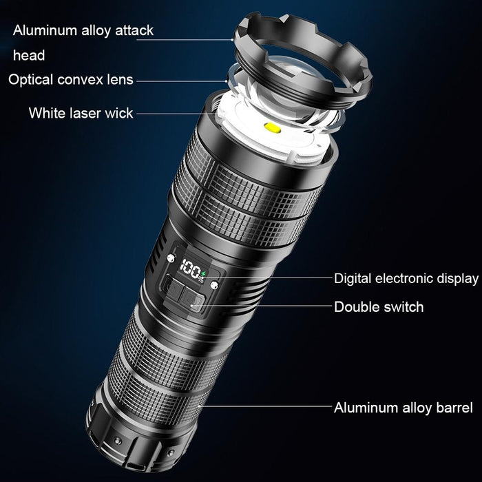 Zoomable White Laser Flashlight Long Range