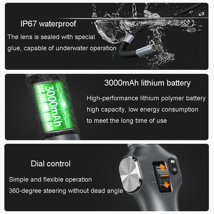 8.5Mm Lens Hd 5 Inch Large Screen 360 Degree Dual Steering Borescope Industrial Componeoverhaul