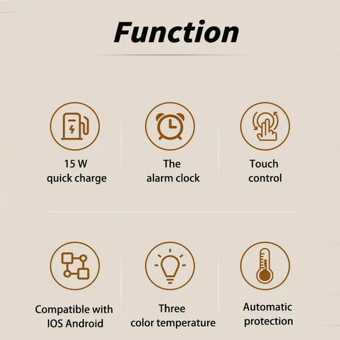 15W Rotatable Night Light Fast Charger Wheat