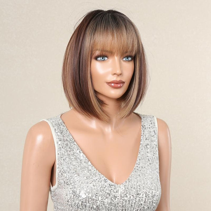 Light Breathable Full Head Wig With Bangs For Women
