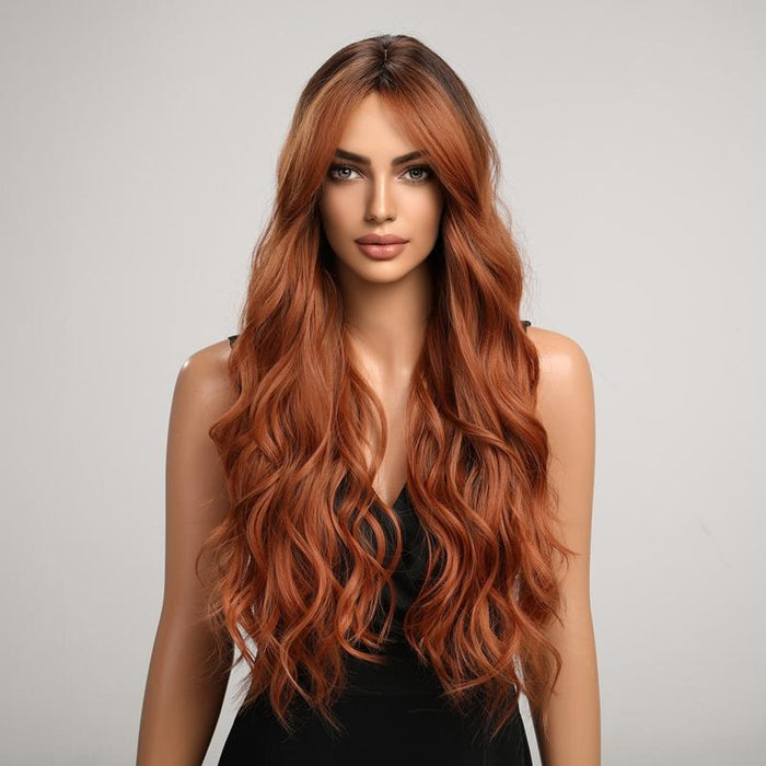 Gradient Long Curly Wig Middle Parted Bangs