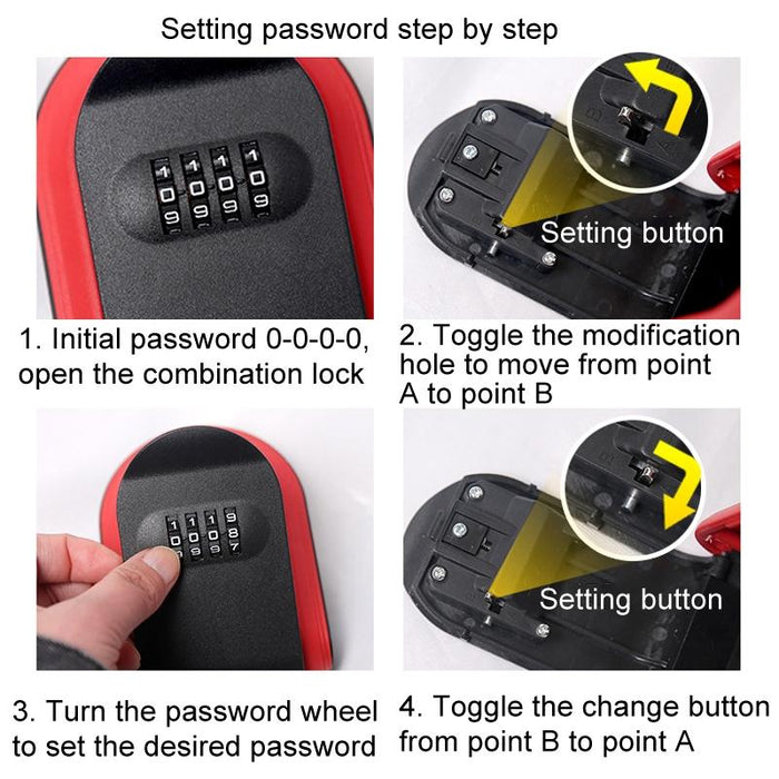 Secure Key Storage Box With Password Lock Fits Most Keys