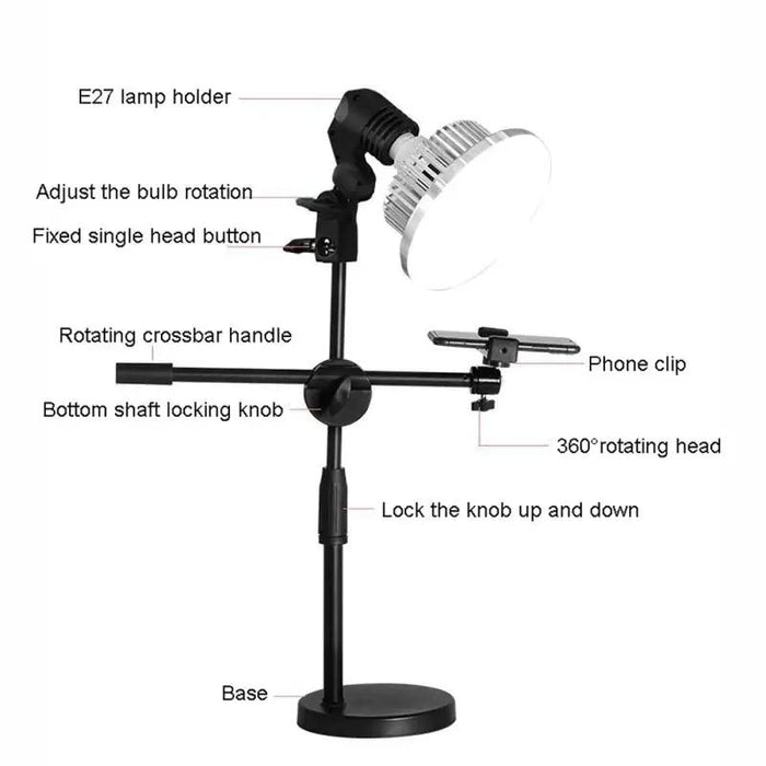 Mushroom Fill Light & Desktop Overhead Photography Stand Kit For Photo/Video