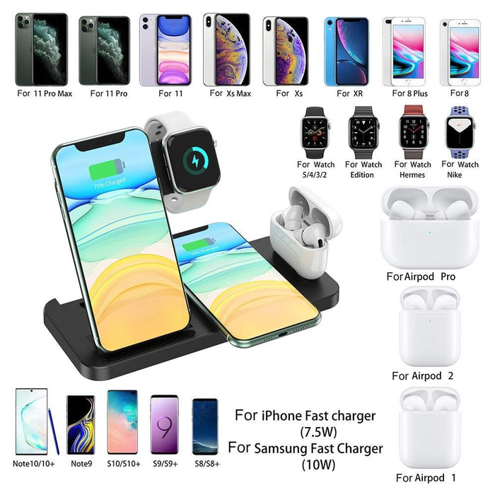 Foldable 4 In 1 Wireless Charger For Mobile Devices