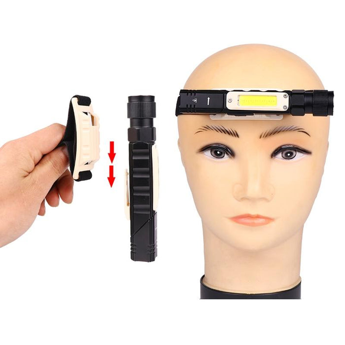 Usb Rechargeable Folding Flashlight Red / White Strong Light 3189B