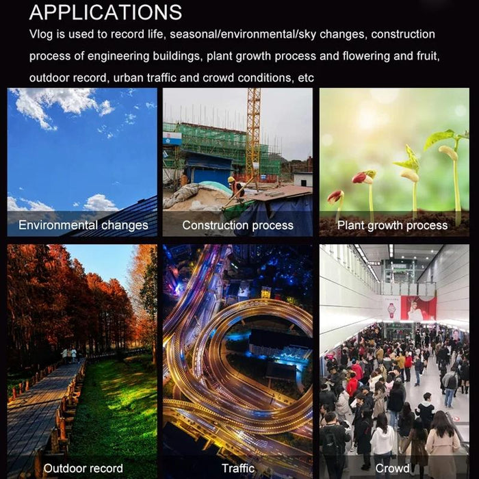 4K Time-Lapse Camera With Night Vision Black