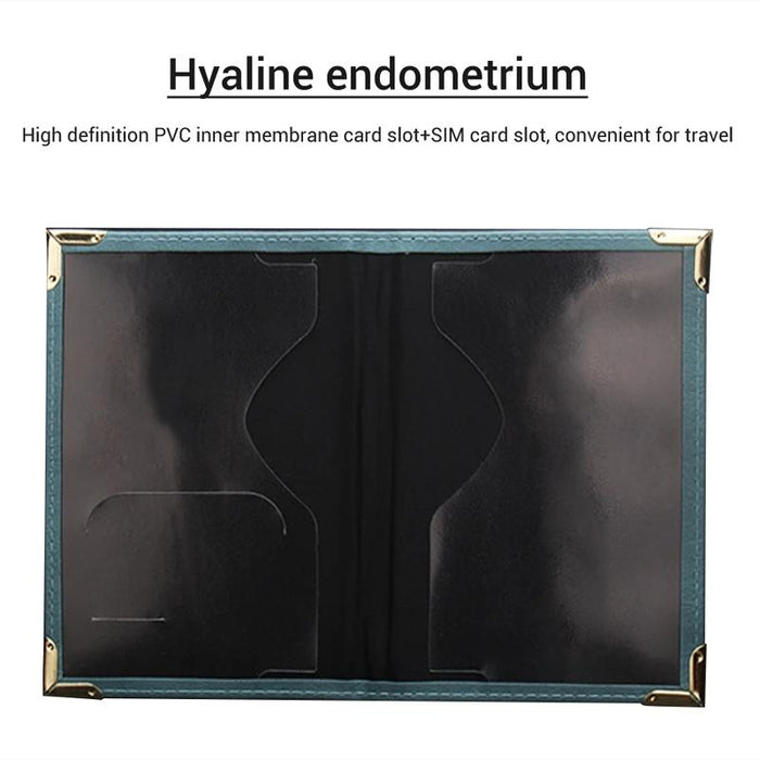 Dark Blue Leather Passport Cover With Metal Feet