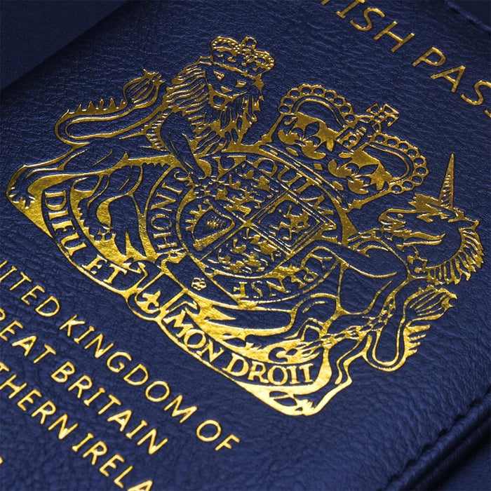 Dark Blue Leather Passport Cover With Metal Feet