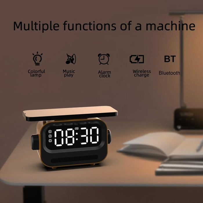 15W 3-In-1 Ambient Light Digital Display Clock Bluetooth Speaker Magnetic Wireless Charger