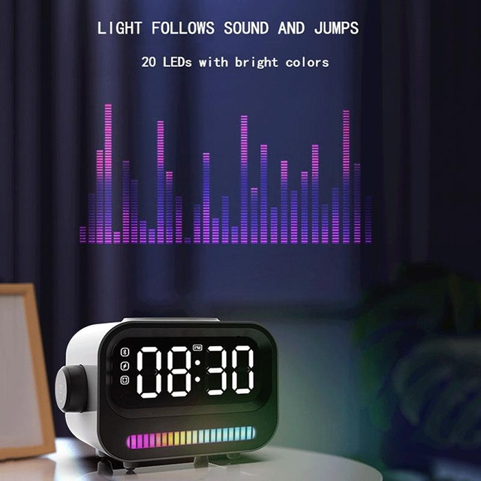 15W 3-In-1 Ambient Light Digital Display Clock Bluetooth Speaker Magnetic Wireless Charger