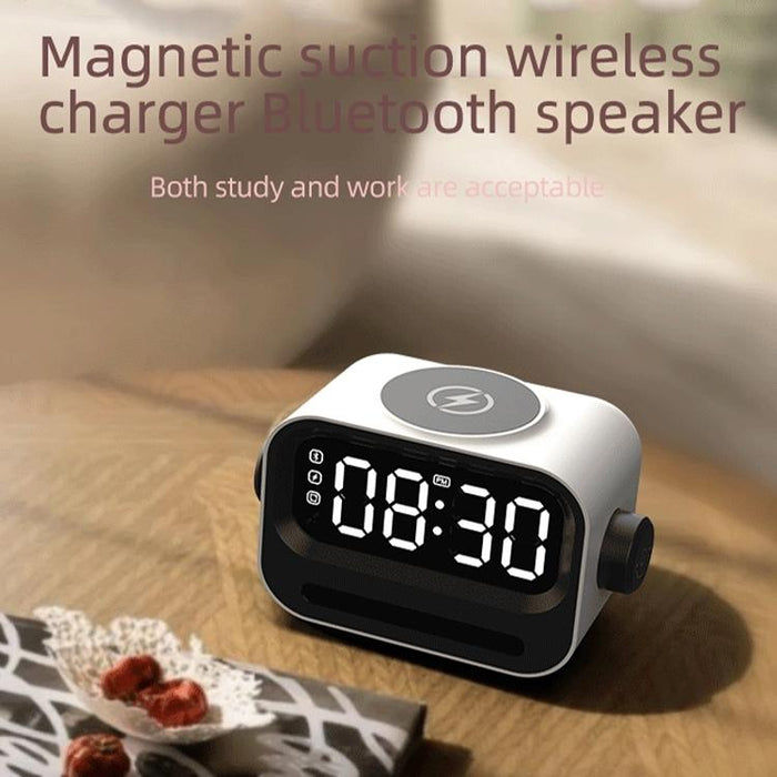 15W 3-In-1 Ambient Light Digital Display Clock Bluetooth Speaker Magnetic Wireless Charger