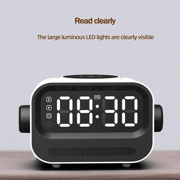 15W 3-In-1 Ambient Light Digital Display Clock Bluetooth Speaker Magnetic Wireless Charger