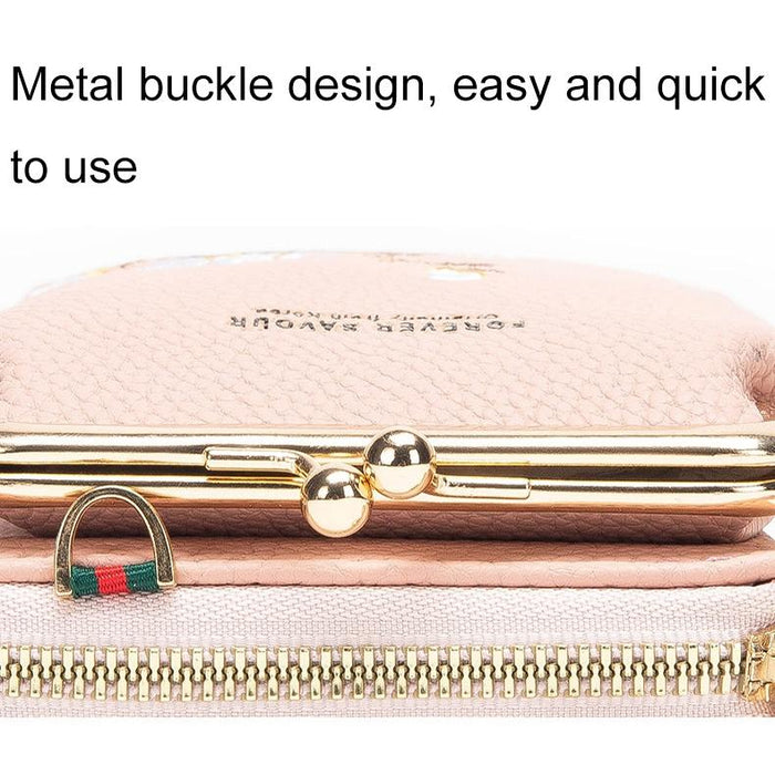 Black Embroidered Single Shoulder Phone Bag Wallet