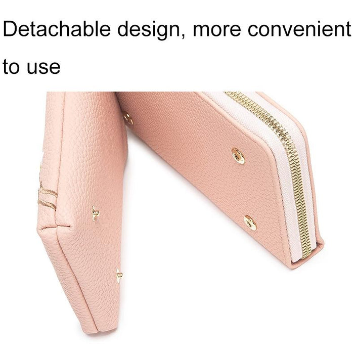 Black Embroidered Single Shoulder Phone Bag Wallet