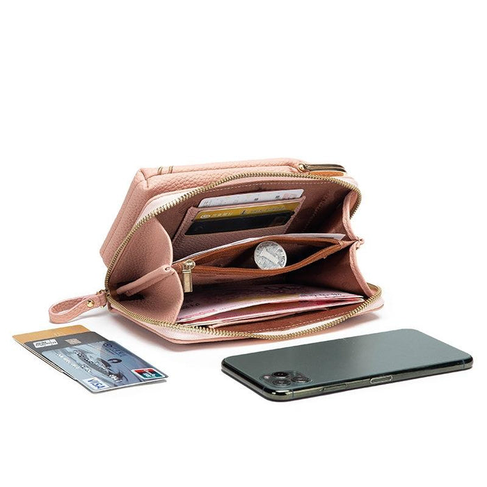 Black Embroidered Single Shoulder Phone Bag Wallet