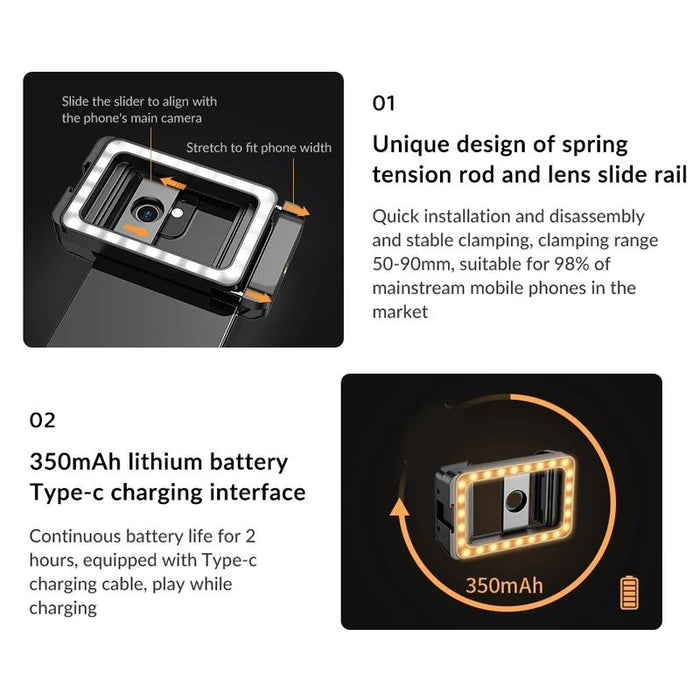 Multifunctional Fill Light Phone Clip With 1/4 Inch & M17 M37 Thread Tnterface Apl-Fl.23