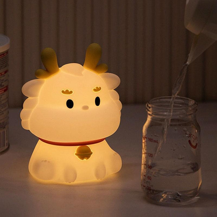 Dragon Silicone Night Light Usb Rechargeable Pat Model Colourful + Warm Yellow