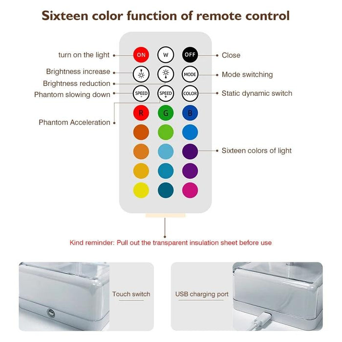 Rechargeable 3D Rotating Night Light 16 Colour Flower Design