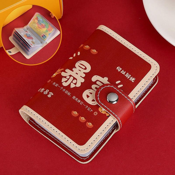 Festive Cartoon Snap Anti Degaussing Card Holder Lucky Change Id Storage Bag