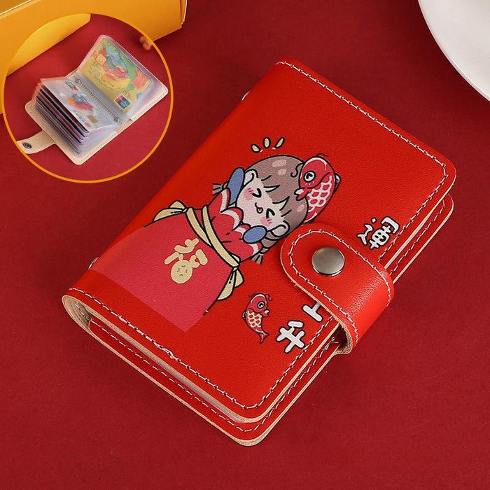 Festive Cartoon Snap Anti Degaussing Card Holder Lucky Change Id Storage Bag