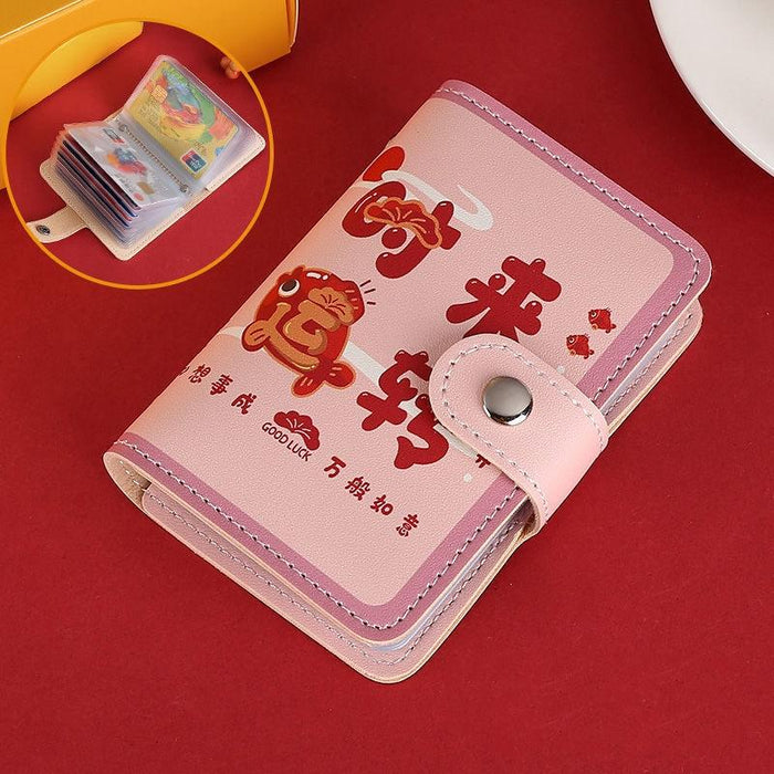 Festive Cartoon Snap Anti Degaussing Card Holder Lucky Change Id Storage Bag