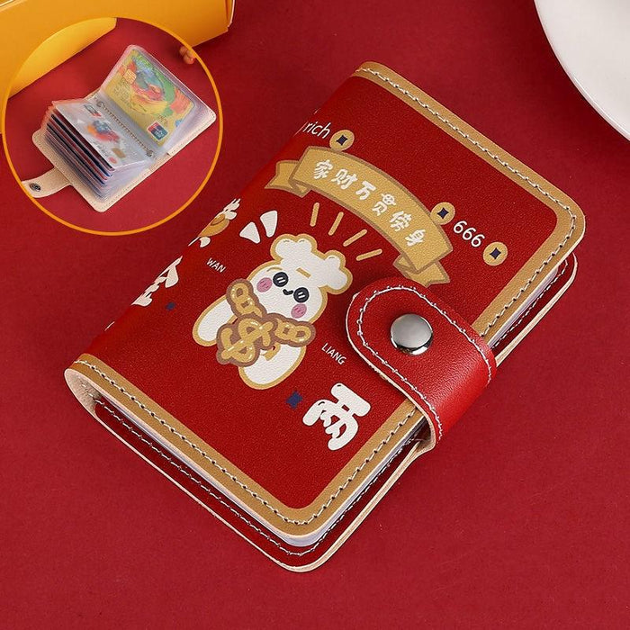 Festive Cartoon Snap Anti Degaussing Card Holder Lucky Change Id Storage Bag