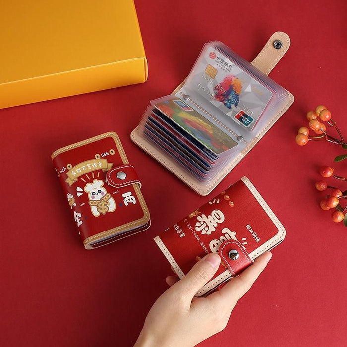 Festive Cartoon Snap Anti Degaussing Card Holder Lucky Change Id Storage Bag
