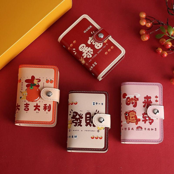 Festive Cartoon Snap Anti Degaussing Card Holder Lucky Change Id Storage Bag