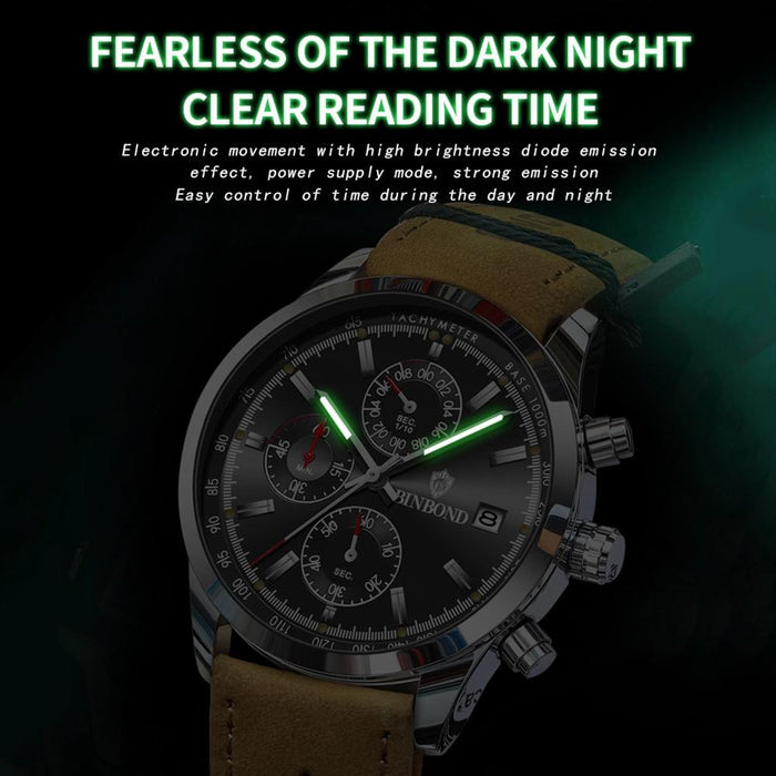 B6022 30M Waterproof Luminous Multifunctional Quartz Watch